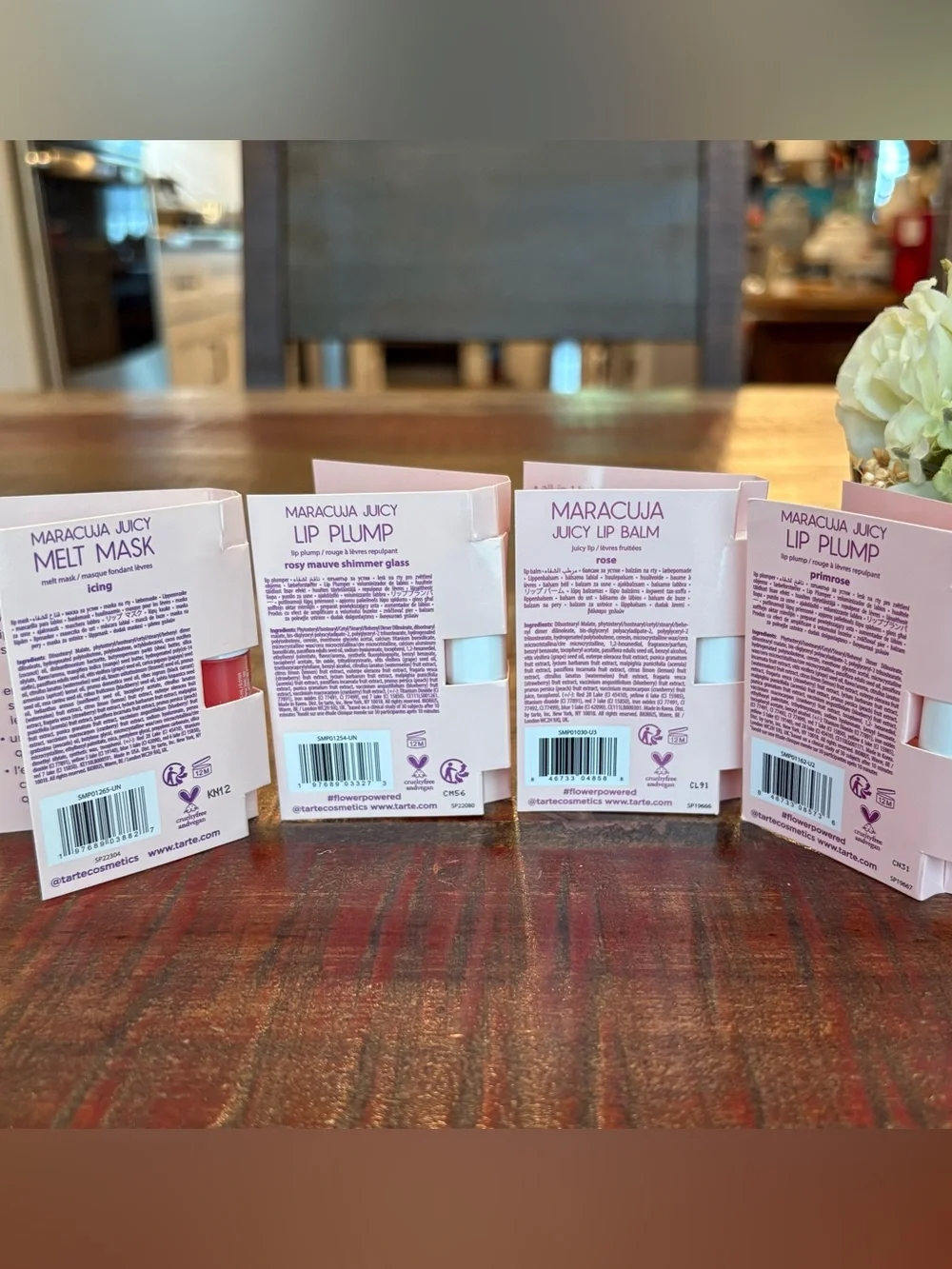 New TARTE Maracuja MELT MASK, LIP PLUMP x 2 & LIP BALM Carded LIP MINIS 4 Pieces
